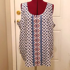 Time and Tru Patterned Sleeveless Blouse